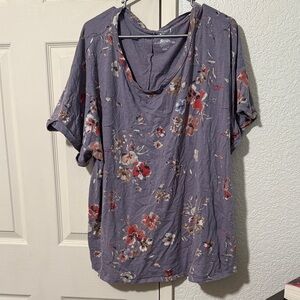 Maurices Floral Blouse in Lavender and Red